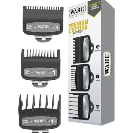 WAHL PREMIUM CUTTING GUIDE COMBS WITH METAL CLIP 3pcs Set guards (0.5, 1, 1.5) #3354-5001