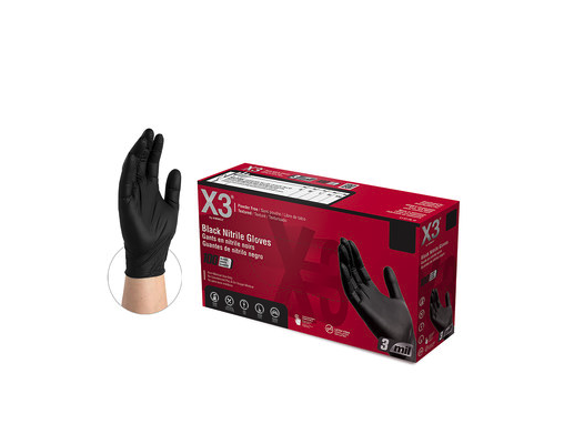 X3 Black Nitrile gloves 100 - by Ammex