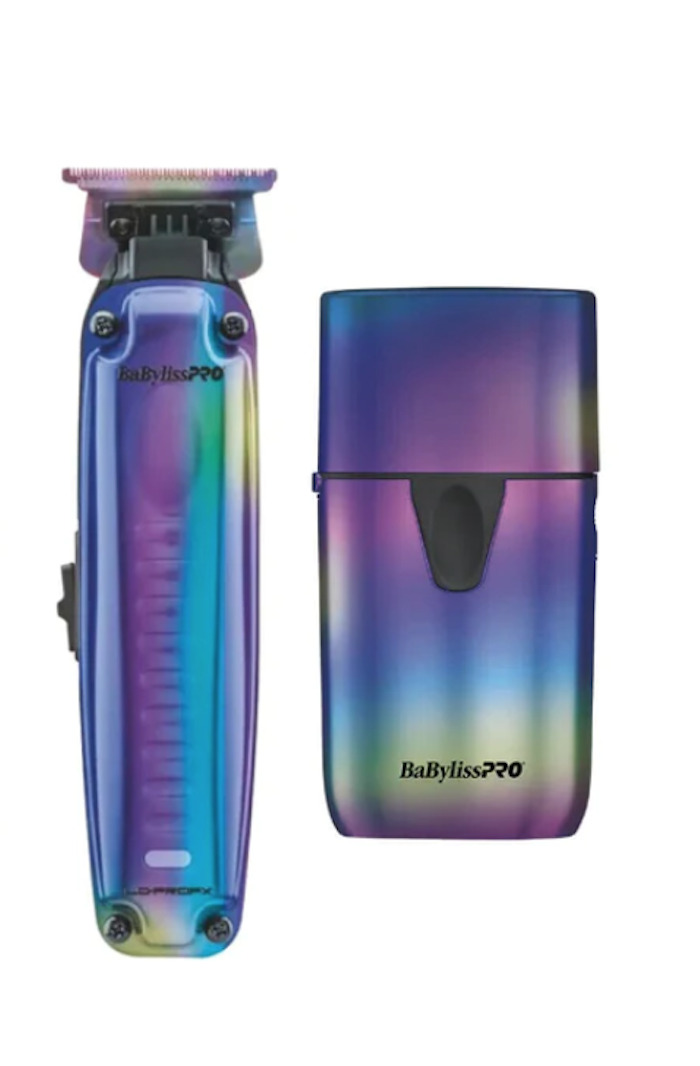 BABYLISSPRO 3pcs LO-PROFX LIMITED EDITION IRIDESCENT HIGH-PERFORMANCE CORDLESS LOW-PROFILE COMBO by IBS-  TRIMMER #FX726RB, UV SHAVER SINGLE #FXLFS1RB