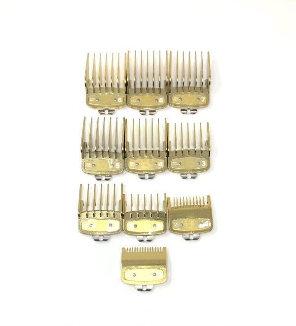 Gold Clipper Premium Guards set with metal clip - fits wahl and babyliss (10pc = 1-8