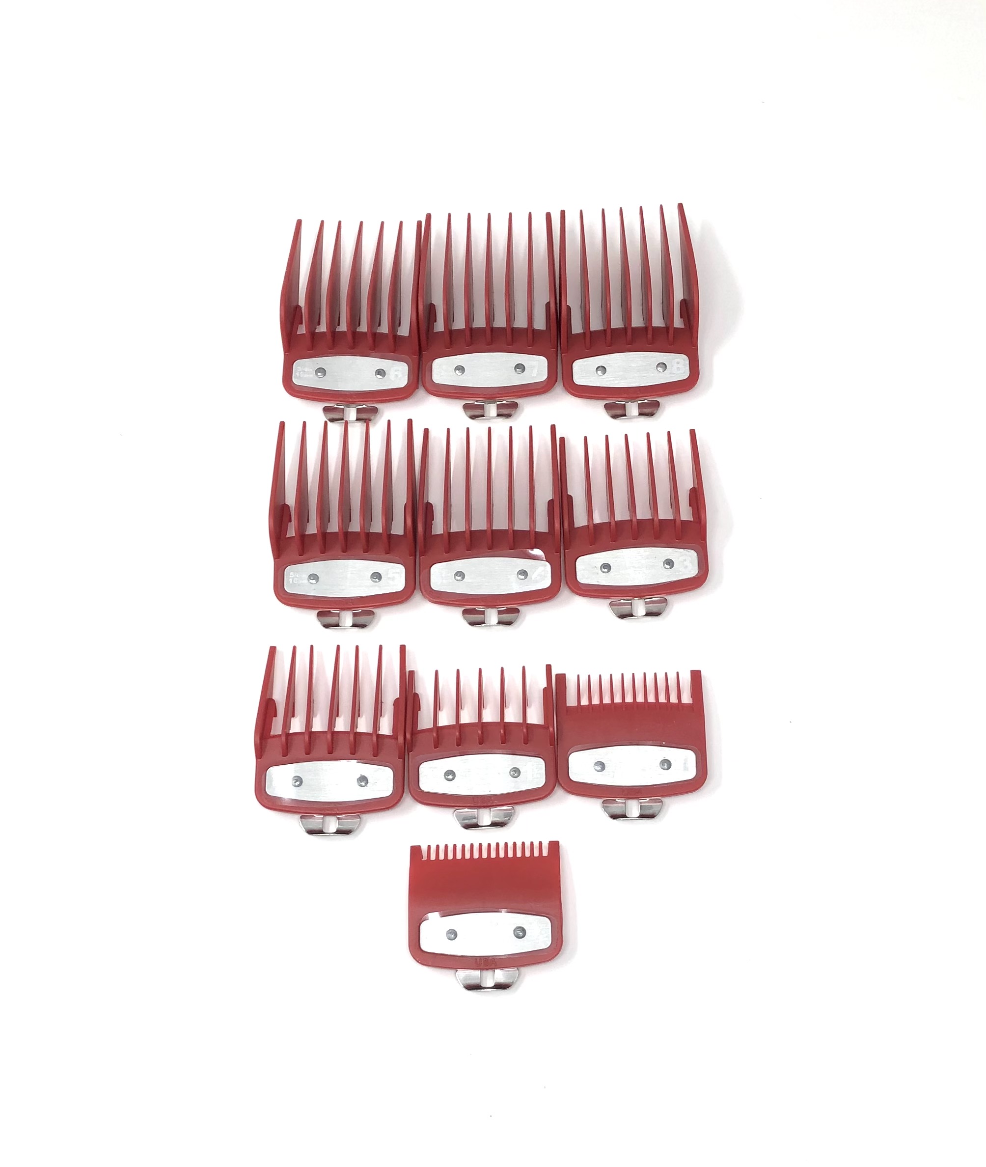 Red Clipper Premium Guards set with metal clip – fits wahl and babyliss (10pc = 1-8