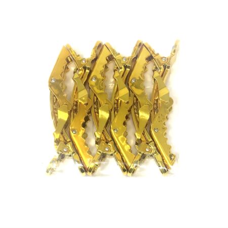 Gold big lock gator hair clips - 6 pack