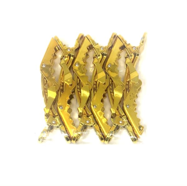 Gold big lock gator hair clips - 6 pack