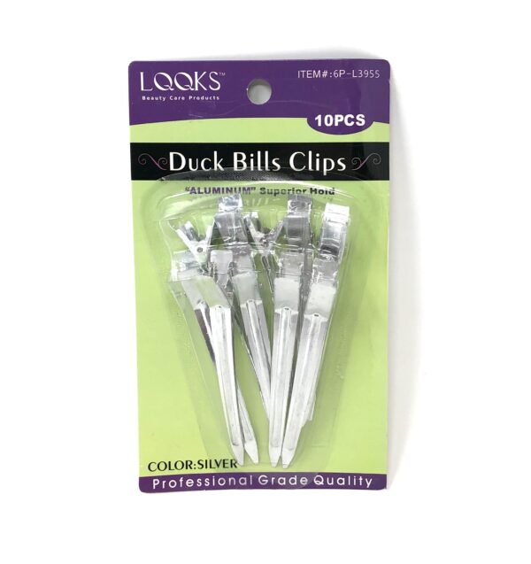 LOOKS Duck Bills hair Clips 10pcs - silver aluminium