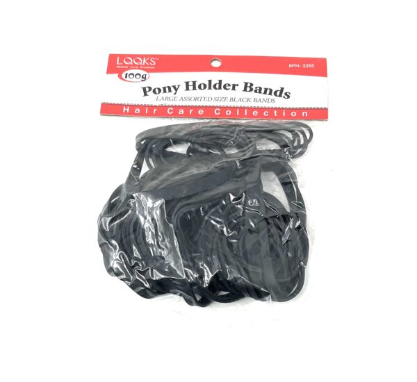 Looks Black Pony hair holders - Large assorted size black bands #6ph-3355