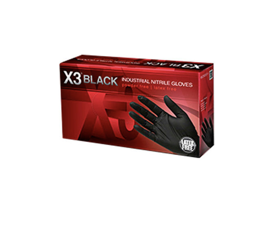 X3 Black Nitrile gloves 100 - by Ammex