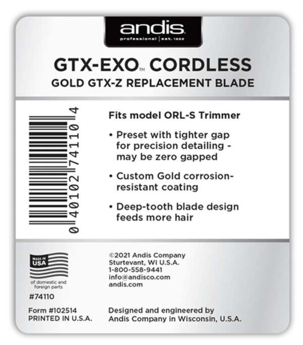 Andis GTX-EXO Gold GTX-Z Replacement Blade Deep Tooth #74110