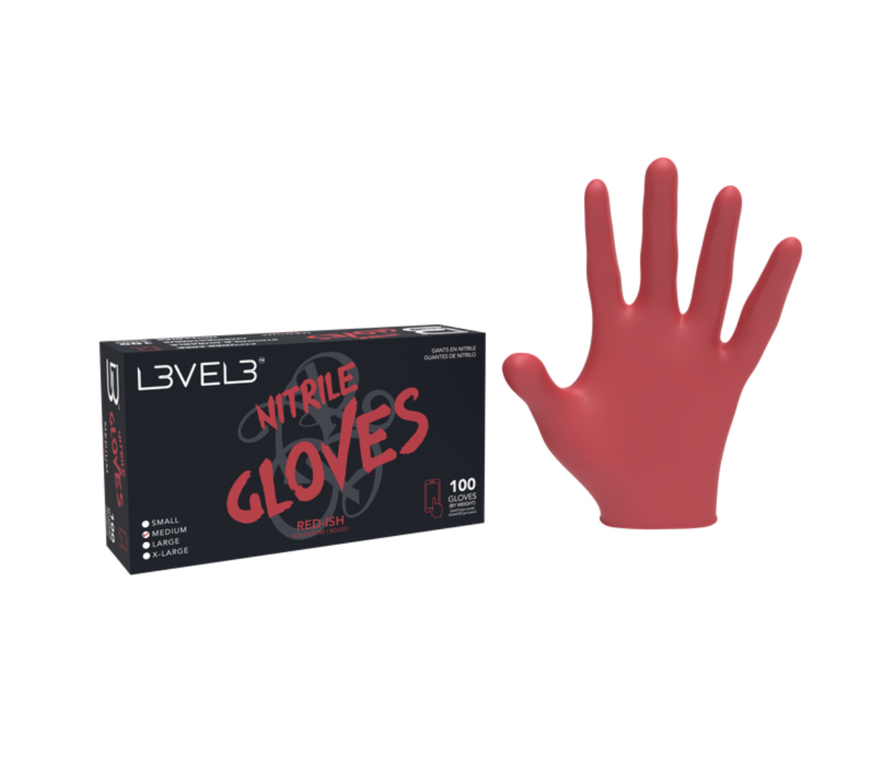 L3VEL3™ PROFESSIONAL NITRILE GLOVES 100ct - RED_ISH