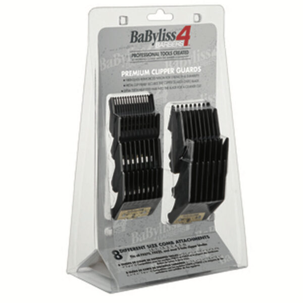 BaBylissPRO BaByliss4Barbers Premium Clipper Guards Set 8pc Guides with Gold Metal Clip FXPCG