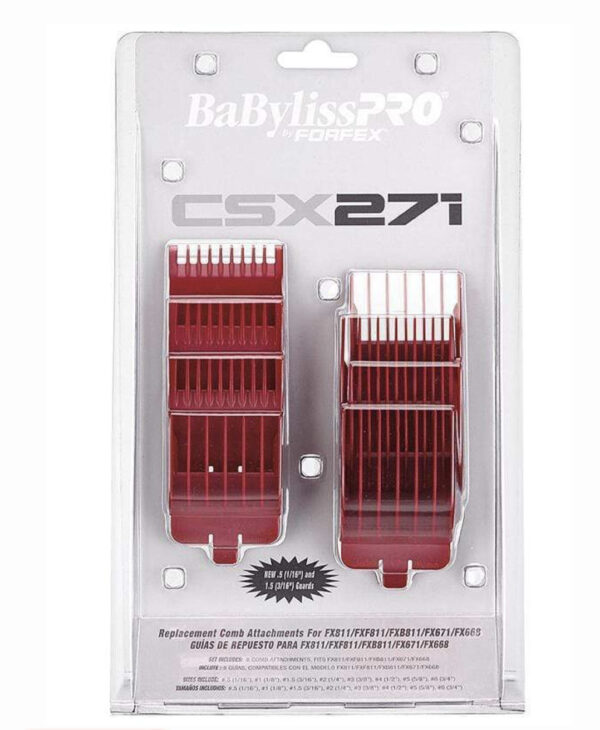 BaBylissPro By Forfex Attachment Comb guards 8 Pack CSx271- FX3 Red & Black Clippers