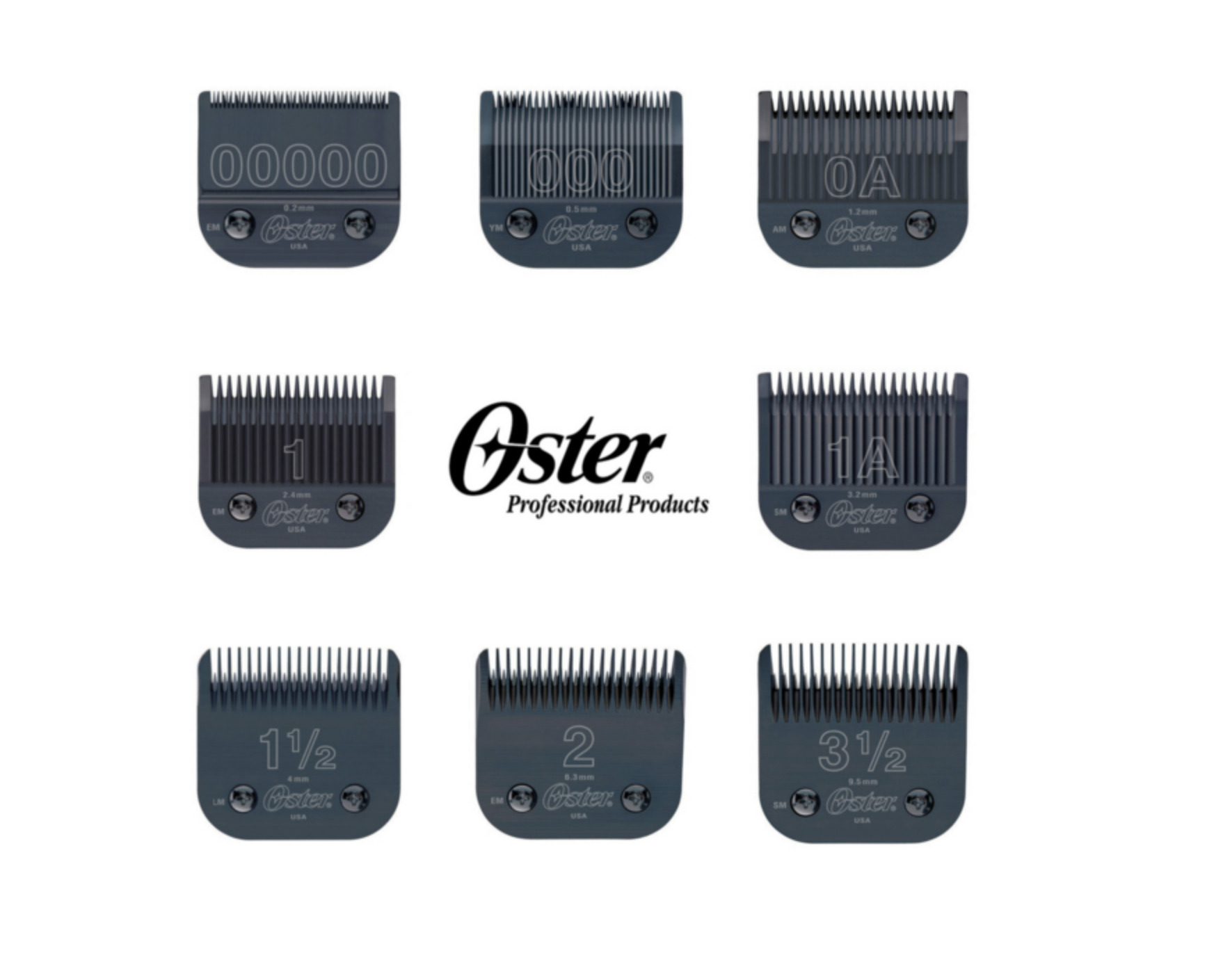 Oster Detachable Clipper Blades - Black Diamox High Carbon Steel - Compatible With Andis - multiple sizes