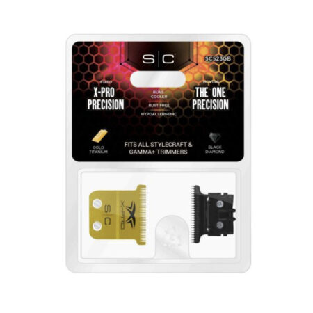StyleCraft S|C Fixed X-Pro Precision Gold Titanium Trimmer Blade with Black Diamond Carbon DLC The One Precision Deep Tooth Cutter Set - "X-pro precision