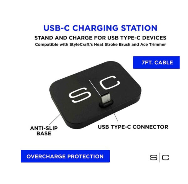 StyleCraft S|C USC-C Type Portable Charging Dock Stand For Hair Clippers