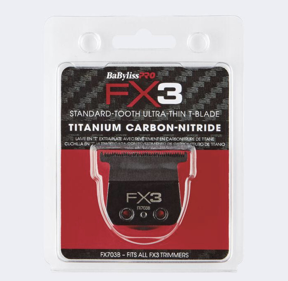 BaBylissPRO Fx3 Trimmer Titanium Carbon-Nitride Standard-Tooth Ultra-Thin Zero Gap Replacement Blade FX703B