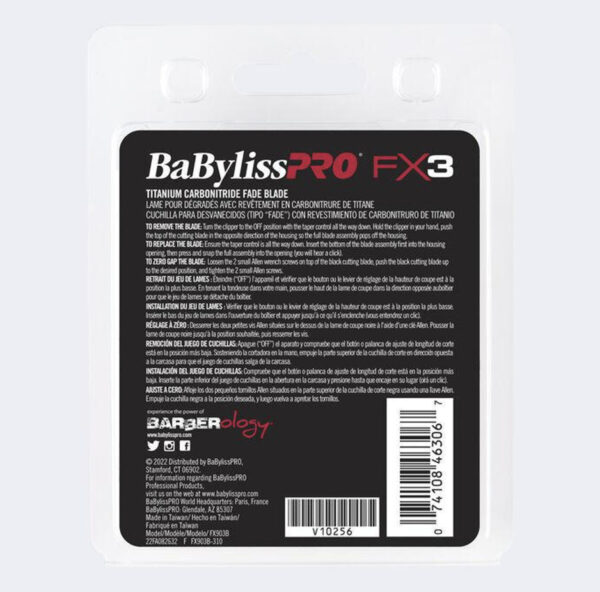 BaBylissPRO Black FX3 Replacement Titanium Carbon-Nitride FX3 Clipper Fade Blade FX903B