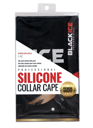 BlackIce Premium Professional Silicone Collar Black Barber Cape #BVE016