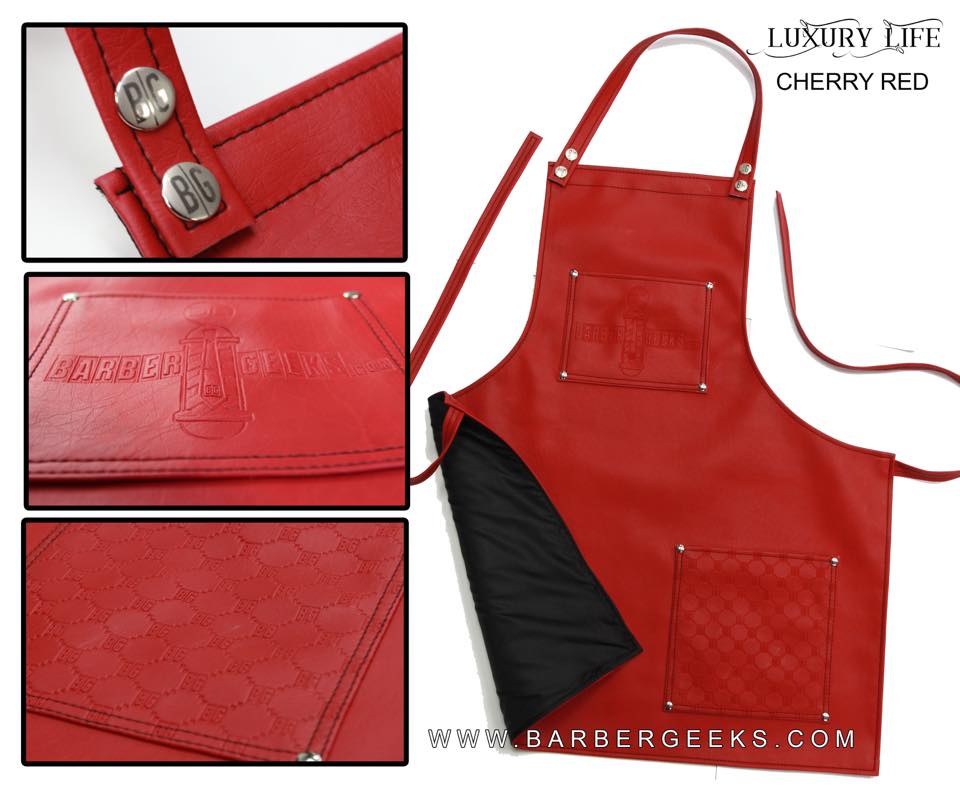 BarberGeeks luxury life barber apron - red