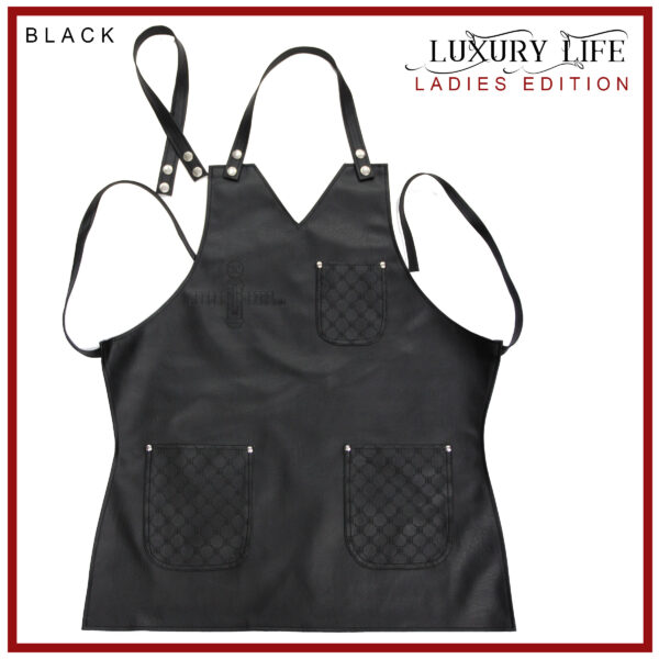 BarberGeeks LUXURY LIFE APRON LADIES EDITION - Black with red stiches