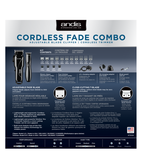 andis cordless fade combo back side