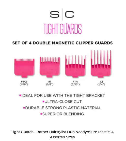 STYLECRAFT Tight Guards - Barber Hairstylist Dub Neodymium Plastic, 4 Assorted Sizes