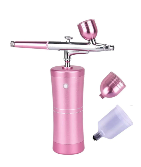 Cordless Airbrush System Compressor with additional Capacity Cups - Pink