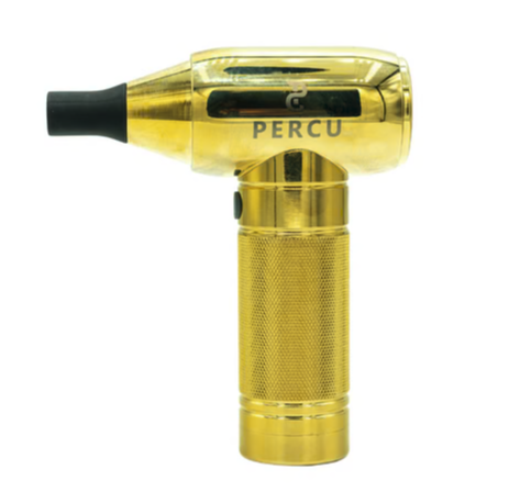 Percu Electric Cordless Mini Barber Strong Jet Turbo Fan Air Duster gold - with Integrated Vacuum Cleaner