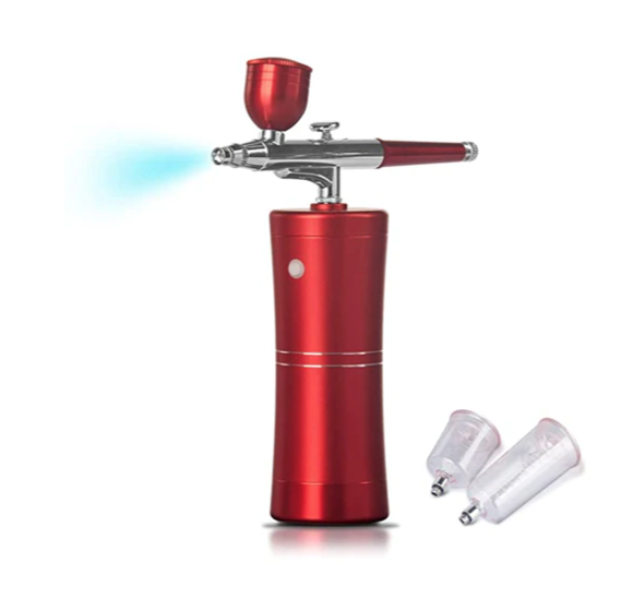 Cordless Airbrush System Compressor with additional Capacity Cups - Red