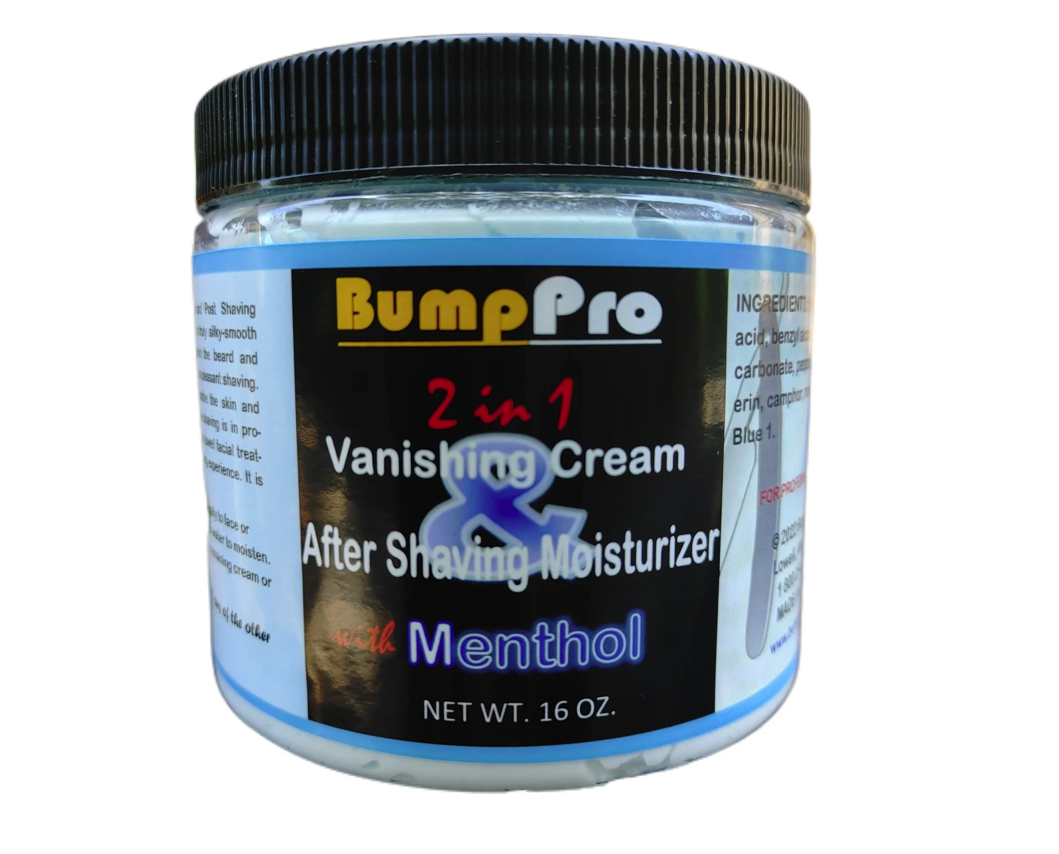 BumpPro 2 in 1 Vanishing Cream and Aftershave Moisturizer with Menthol 16oz