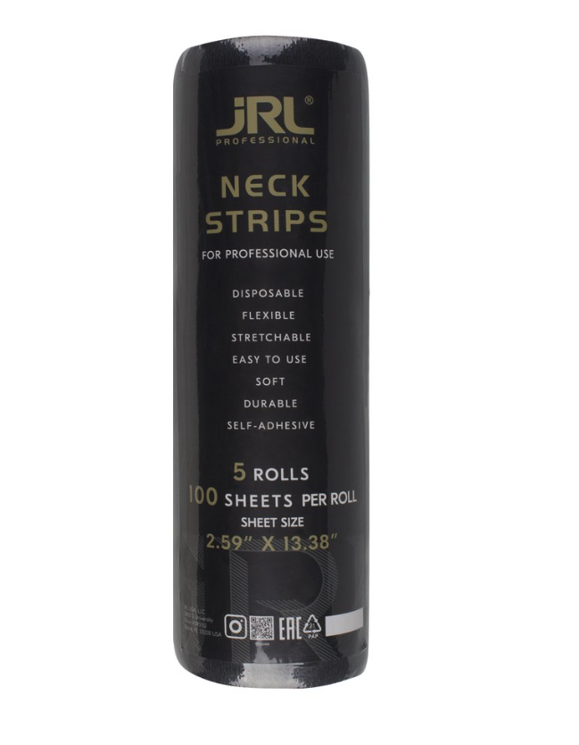JRL Professional Neck Strips Roll- 500 5 Rolls (100 Sheets Per Roll) Disposable Flexible Stretchable Easy to Use Soft Durable Self-adhesive Sheet Size: 2.59” x 13.38”