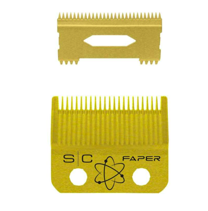StyleCraft S|C REPLACEMENT FIXED GOLD FAPER CLIPPER BLADE WITH GOLD MOVING SLIM DEEP TOOTH CUTTER SET #SC525G