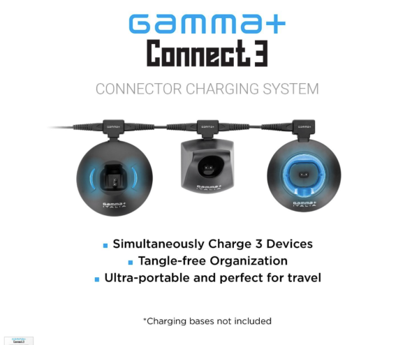 Gamma+ Connect 3 – Barberhood Charging System, 2 Expansion Cords, Adapter