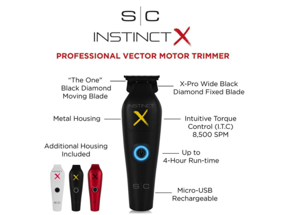 StyleCraft S|C INSTINCT X METAL EDITION TRIMMER - PROFESSIONAL CORDLESS HAIR TRIMMER WITH IN2 VECTOR MOTOR SC411M