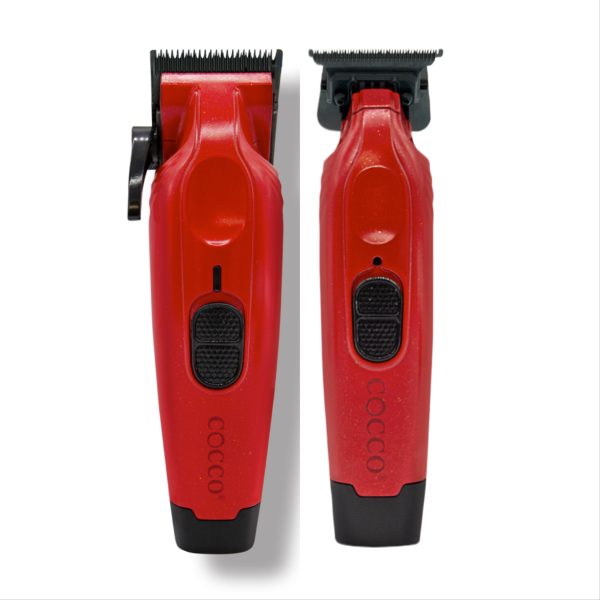 Cocco Hair Pro Hyper Veloce Clipper and Trimmer COMBO By IBS- Red