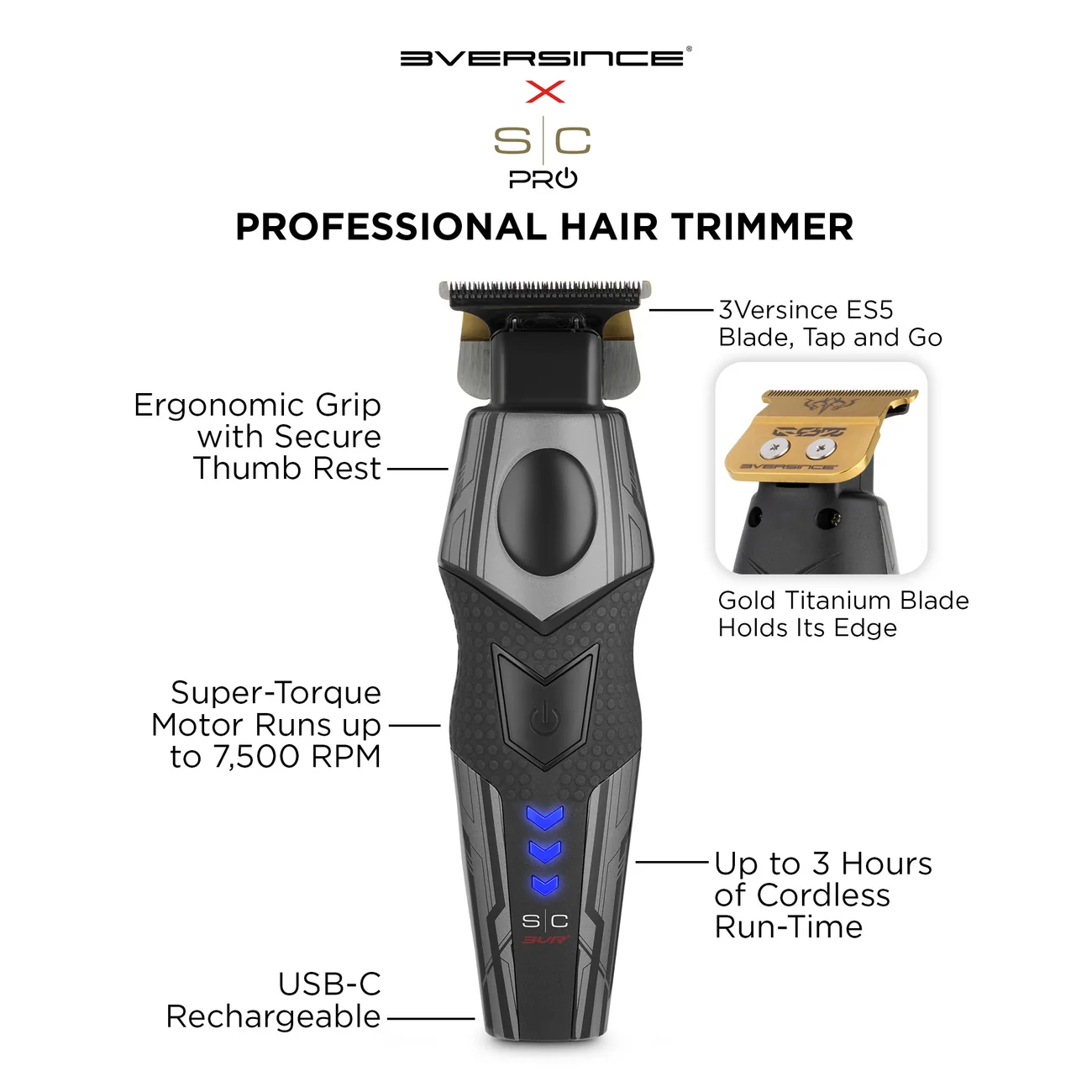 StyleCraft S|C 3VERSINCE PROFESSIONAL HAIR TRIMMER 3VESTRIM