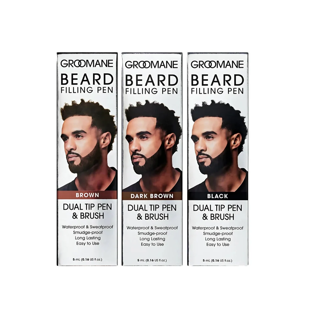 GROOMANE Waterproof Beard Filling Dual Tip Pen & Brush - 3 colors available