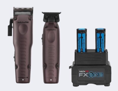 BaBylissPRO FXONE LO-PROFX Nightfall Collection Clipper,Trimmer & Dual Battery Charging Prepack Set by IBS